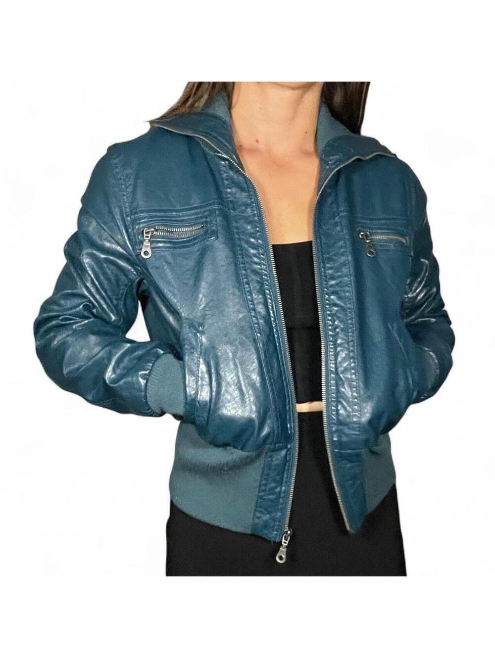 Paris Blues Pleather Teal Jacket Size Large